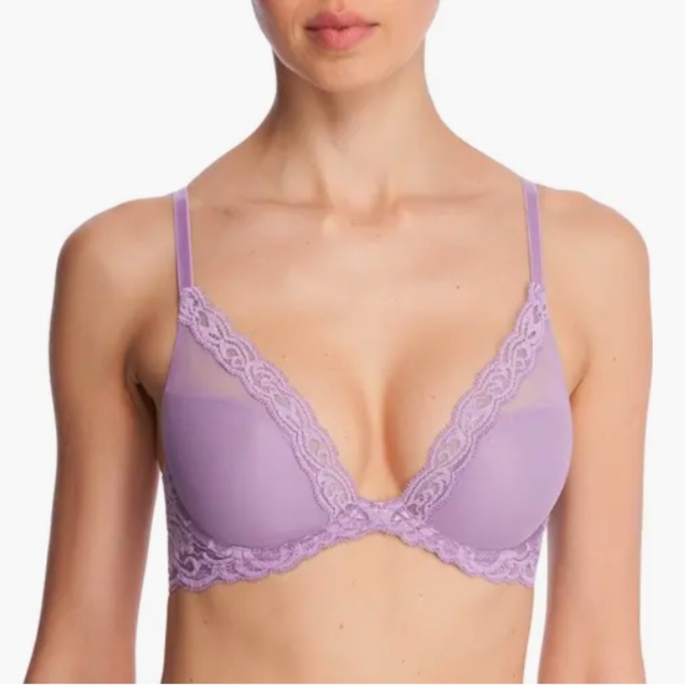 NWOT NATORI Feathers Plunge Bra Color: Purple Mist Size 32DD - Picture 1 of 12